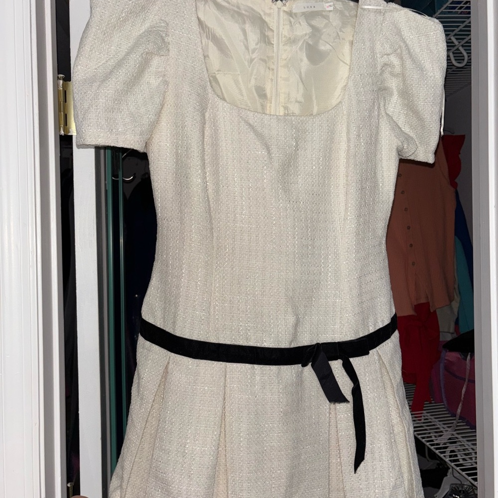 Lush Cream Mini Dress with Black Accent